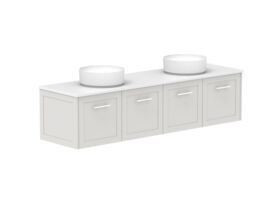 Supporting Image - Kado Lux All Door 1800mm Wall Hung Vanity Double Basin 20mm - Feather Grey - Angle