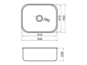 AFA Flow Single Bowl Undermount Sink No Taphole 540mm Stainless Steel