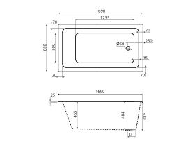 Posh Domaine Inset Bath 1690 x 800 x 500mm White