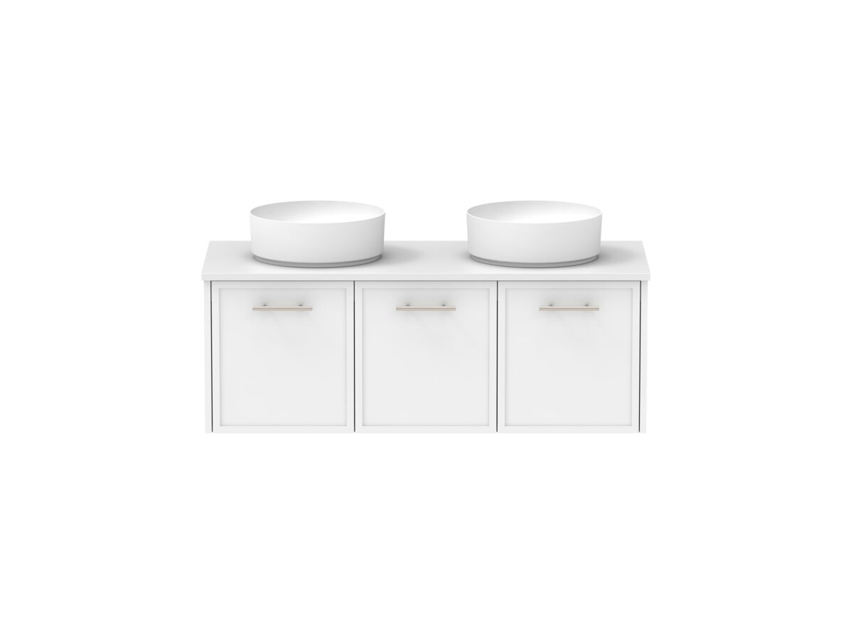 Supporting Image - Kado Lux All Door 1200mm Wall Hung Vanity Double Basin 20mm - White Shaker Front