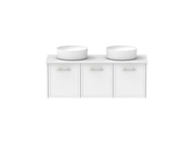 Supporting Image - Kado Lux All Door 1200mm Wall Hung Vanity Double Basin 20mm - White Shaker Front