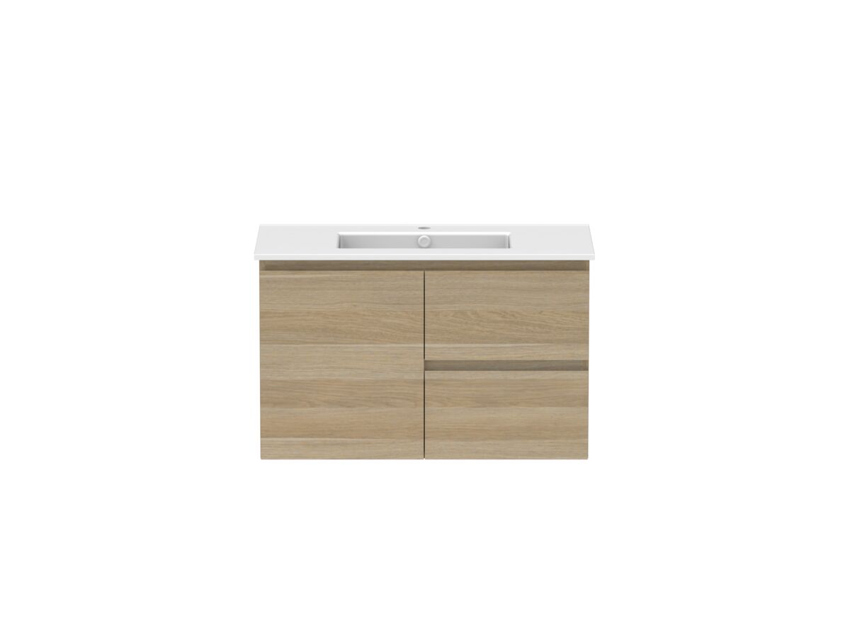 Hero - Posh Domaine 900mm Wall Hung Vanity Unit Conventional Matte White Ceramic Top