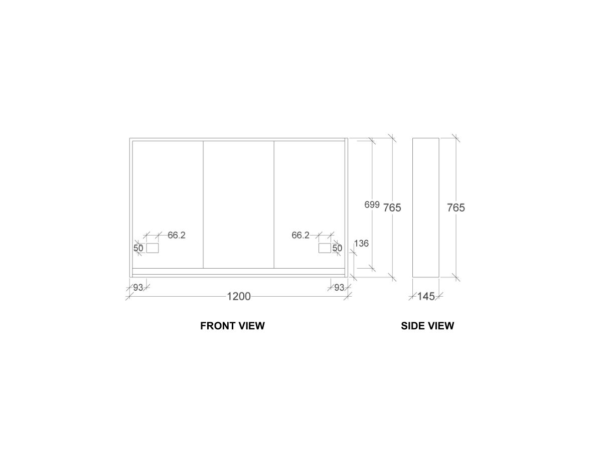 Kado Aspect 1200mm Mirror Cabinet Three Doors with Surround View