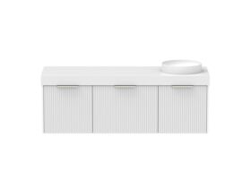 Supporting Image - Kado Neue Fluted Square All Drawer 1500mm Wall Hung Vanity with Right Hand Basin 90mm Top Ultra White