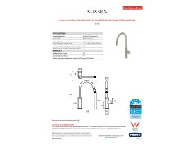 Specification Sheet - Sussex Scala Nova Sink Mixer Pull Out Spray PVD Brushed Nickel (5 Star) Lead Free