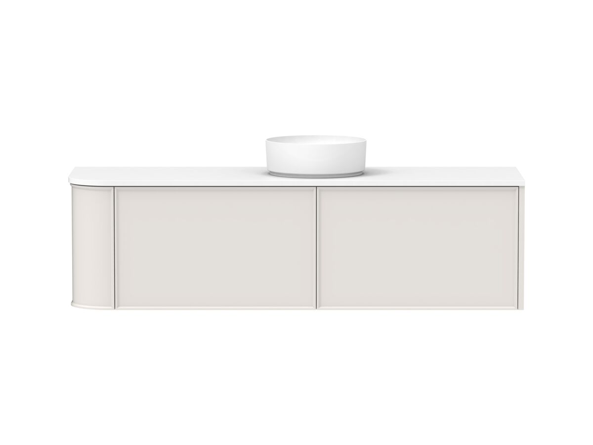 Hero - Kado Era Single Curve All Drawer 1650mm Wall Hung Vanity with Centre Basin 20mm Top Feather Grey