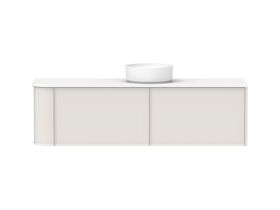 Hero - Kado Era Single Curve All Drawer 1650mm Wall Hung Vanity with Centre Basin 20mm Top Feather Grey