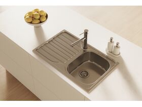 In Situ - Posh Bristol Single Bowl Sink 1 Taphole Right Hand Bowl with Drainer Stainless Steel