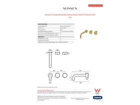 Specification Sheet - Sussex Pure Elemental Wall Bath Hostess System 200mm PVD Brushed Gold