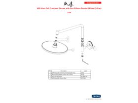 Component Listing - Milli Marq Edit Overhead Shower with Arm 250mm Brushed Nickel (3 Star)