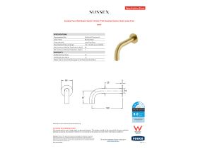Specification Sheet - Sussex Pure Wall Basin Outlet 160mm PVD Brushed Gold (3 Star) Lead Free