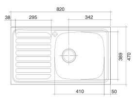 Base MKII Single Bowl Sink 1 Taphole Right Hand Bowl 820mm Stainless Steel