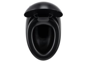 Supporting Image 4 - LAUFEN Alessi Rimless Wall Hung Pan with Soft Close Seat Matte Black (4 Star) - Top with Seat Open