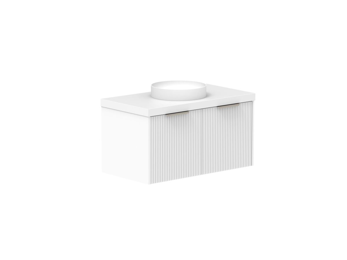 Supporting Image 2- Kado Neue Fluted Square All Drawer 900mm Wall Hung Vanity with Centre Basin 50mm Top Ultra White