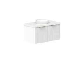 Supporting Image 2- Kado Neue Fluted Square All Drawer 900mm Wall Hung Vanity with Centre Basin 50mm Top Ultra White
