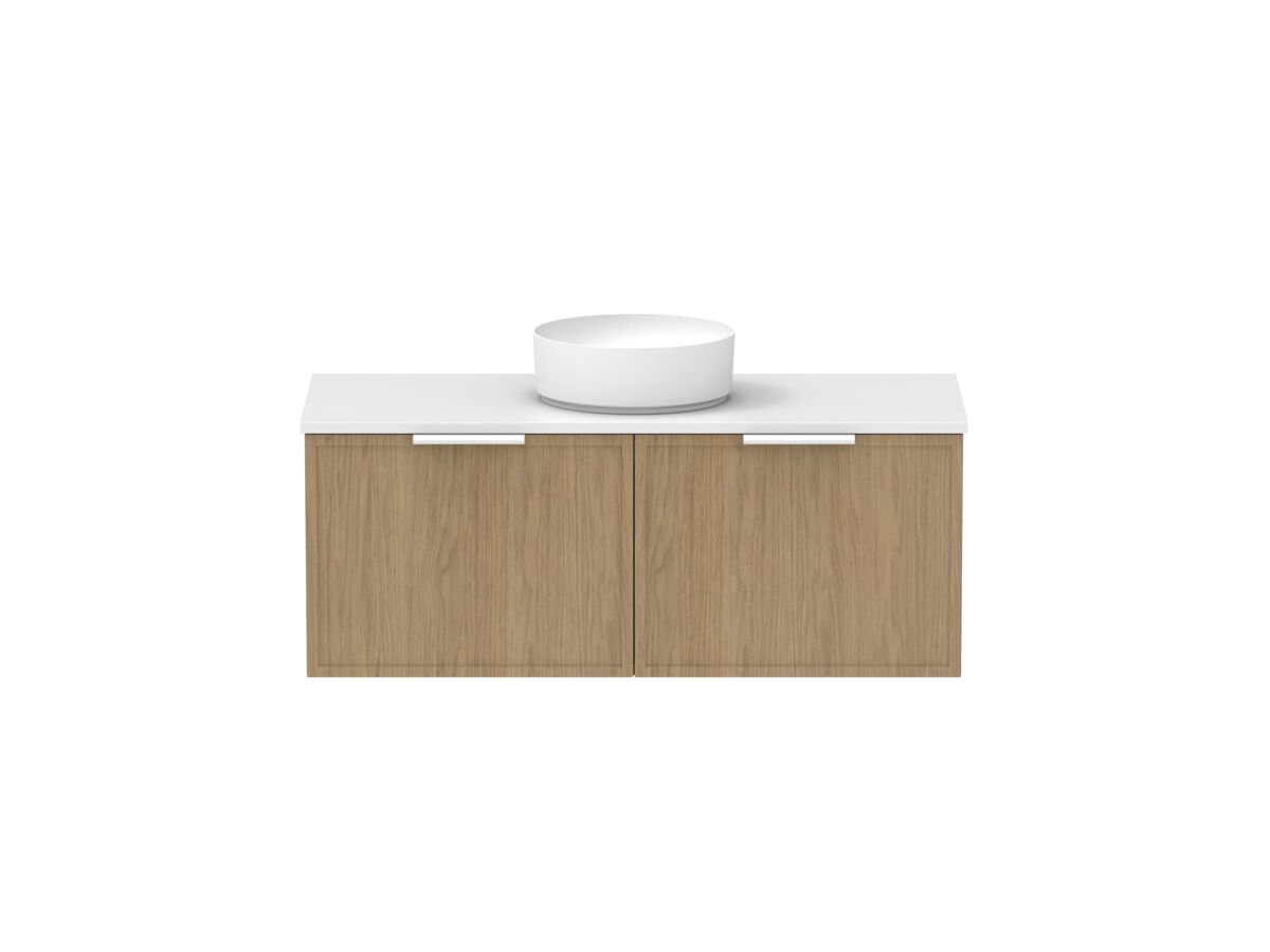 Supporting Image - Kado Lux Slim All Drawer 1200mm Wall Hung Vanity with Centre Basin 20mm Top Boston Oak