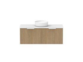 Supporting Image - Kado Lux Slim All Drawer 1200mm Wall Hung Vanity with Centre Basin 20mm Top Boston Oak
