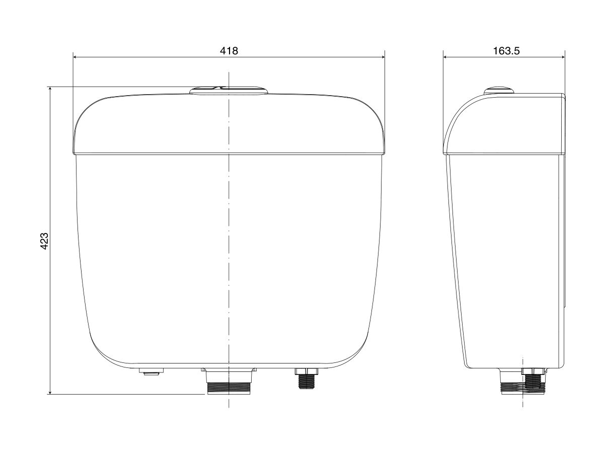 BASE Mid/Low Level Cistern Only 4.5/3L White (4 Star)