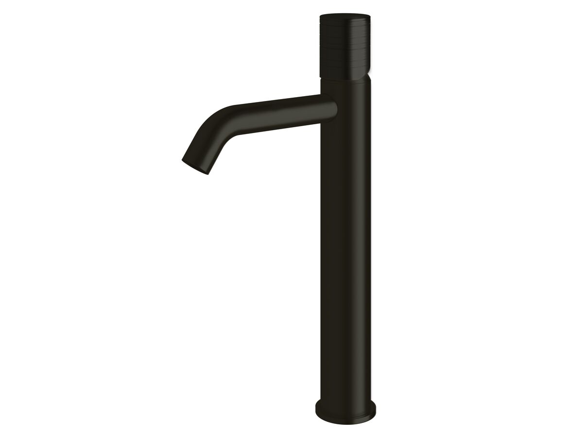 Sussex Pure Extended Basin Mixer Tap Curved Spout with Cirque Textured Handle PVD Matte Black (5 Star)