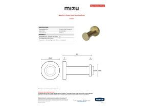Specification Sheet - Mizu Drift Robe Hook Brushed Gold