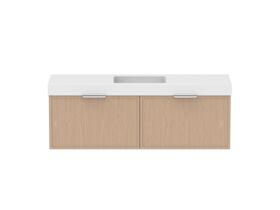 Supporting Image - Kado Lux Slim All Drawer 1500mm Wall Hung Vanity with Centre Basin 90mm Top Blonde Oak
