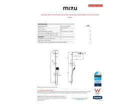 Specification Sheet - Mizu Bloc MK2 Twin Rail Shower 200mm ABS Overhead with Top Rail Water Inlet Chrome (3 Star)