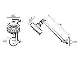 Technical Drawing - Posh Bristol MK2 All Directional Shower (3 Star)
