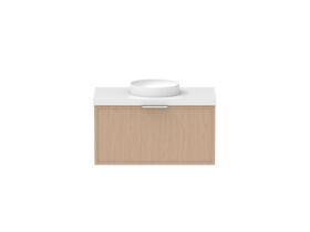 Supporting Image - Kado Lux Slim All Drawer 900mm Wall Hung Vanity with Centre Basin 50mm Top Blonde Oak