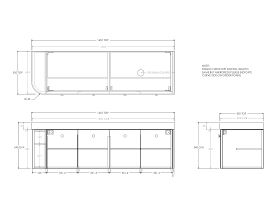 Technical Drawing - Kado Era Single Curve All Door 1650mm Wall Hung Vanity Right Hand Basin 90mm Durasein Top