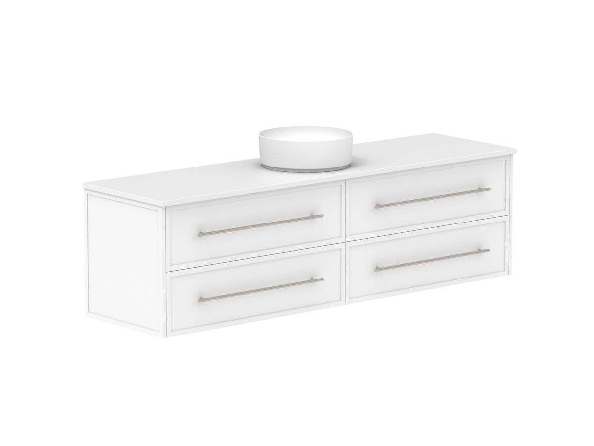 Supporting Image - Kado Lux 1800mm All Drawer Wall Hung Vanity Unit 4 Drawers Centre Bowl Vanity 20mm Top Shaker