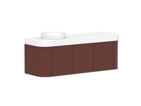 Supporting Image - Kado Era Double Curve All Door 1500mm Wall Hung Vanity Left Hand Basin 90mm Durasein Top Red Marble