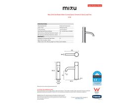Specification Sheet - Mizu Drift Dial Basin Mixer Curved Spout Chrome (6 Star) Lead Free