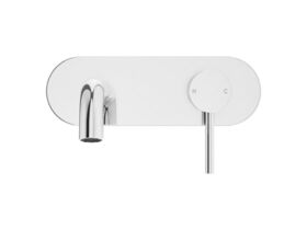 Supporting Image 2 - Mizu Drift Wall Basin / Bath Mixer Set with Curved Spout Kit Chrome (6 Star) Lead Free - Front