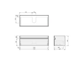 Technical Drawing - Posh Domaine Single 1200 Wall Hung Cherry Pie