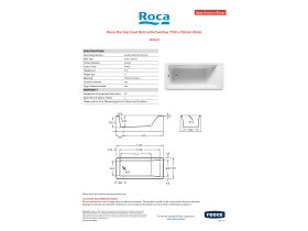 Specification Sheet - Roca The Gap Inset Bath with Overflow 1700 x 750mm White