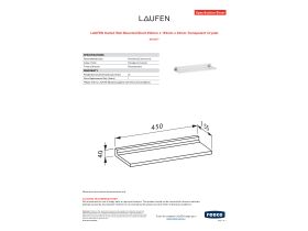 Specification Sheet - LAUFEN Kartell Wall Mounted Shelf 450mm x 155mm x 40mm Transparent Crystal