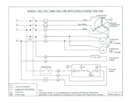 Wiring Diagram - Tecumseh Condensing Unit TAG&TFH Twing Fan (TRI) with Single Phase TEM Fan