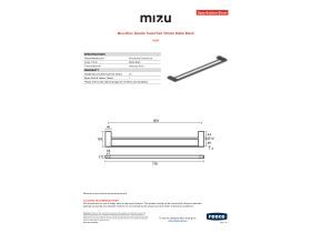Specification Sheet - Mizu Bloc Double Towel Rail 700mm Matte Black