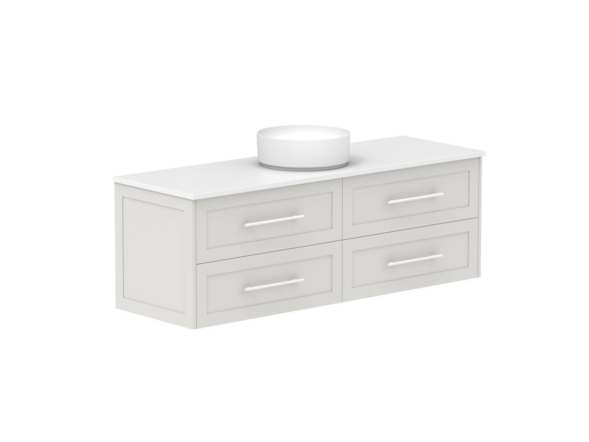 Supporting Image - Kado Lux 1500mm All Drawer Wall Hung Vanity Unit 4 Drawers Centre Bowl Vanity 20mm Top