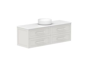 Supporting Image - Kado Lux 1500mm All Drawer Wall Hung Vanity Unit 4 Drawers Centre Bowl Vanity 20mm Top