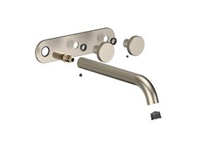 Supporting Image - Faucet Strommen Vara Disc Wall Basin / Bath Hostess Tap System Right Hand 200mm Kit Brushed Nickel (6 Star) Lead Free