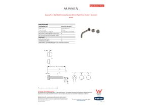 Specification Sheet - Sussex Pure Wall Bath Hostess System 250mm Right Hand Brushed Gunmetal