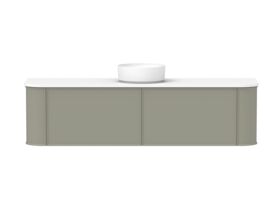 Supporting Image - Kado Era Double Curve All Drawer 1800mm Wall Hung Vanity with Centre Basin 20mm Top Wolfram Green