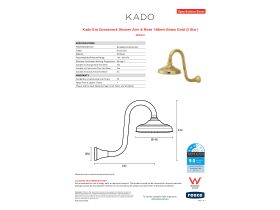 Specification Sheet - Kado Era Gooseneck Shower Arm & Rose 148mm Brushed Gold (3 Star)