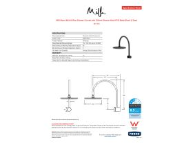 Specification Sheet - Milli Mood Edit Hi-Rise Shower Curved with 250mm Shower Head PVD Matte Black (3 Star)