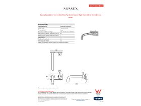 Specification Sheet - Sussex Scala 32mm Curved Bath Mixer Tap Outlet System Right Hand 250mm Outlet Chrome