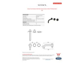 Specification Sheet - Sussex Pure Elemental Wall Bath Hostess System 200mm PVD Matte Black