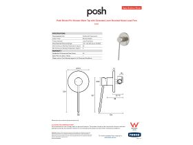 Specification Sheet - Posh Bristol Pin Shower Mixer Tap with Extended Lever Brushed Nickel Lead Free