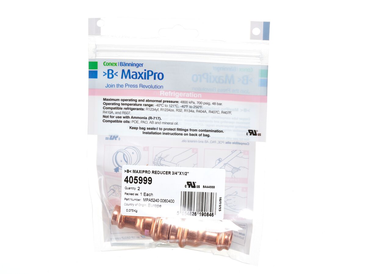 >B< Maxipro Reducer 3/4" x 1/2" Bag of 2