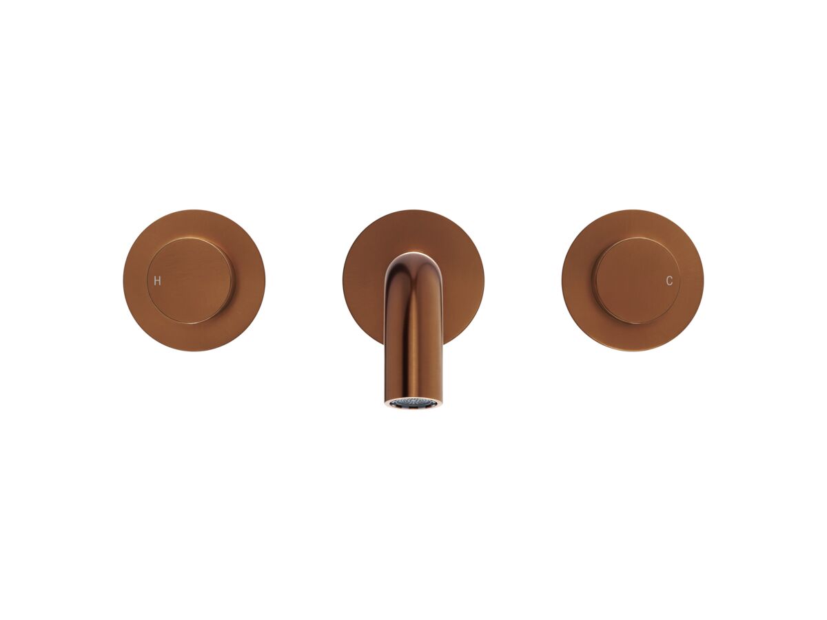 Supporting Image 2 - Mizu Drift Dial Wall Basin/Bath Set 200mm Brushed Bronze (6 Star) Lead Free - Front